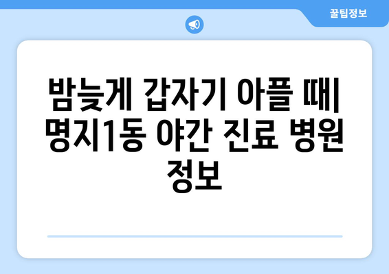 부산시 강서구 명지1동 일요일 휴일 공휴일 야간 진료병원 리스트