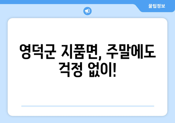 경상북도 영덕군 지품면 일요일 휴일 공휴일 야간 진료병원 리스트