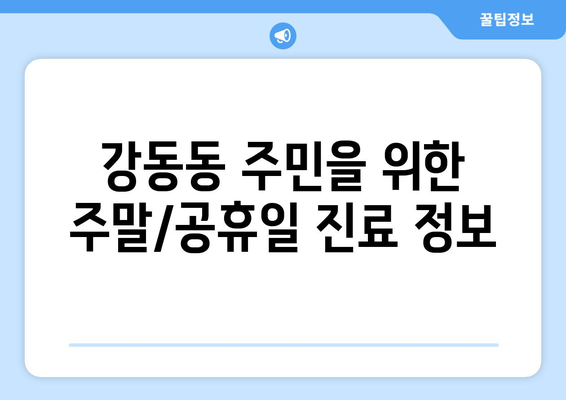 부산시 강서구 강동동 일요일 휴일 공휴일 야간 진료병원 리스트