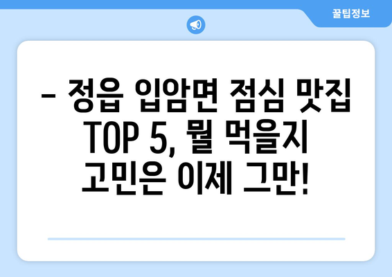 전라북도 정읍시 입암면 점심 맛집 추천 한식 중식 양식 일식 TOP5