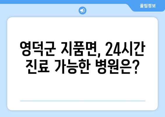 경상북도 영덕군 지품면 일요일 휴일 공휴일 야간 진료병원 리스트