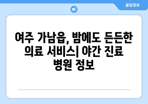 경기도 여주시 가남읍 일요일 휴일 공휴일 야간 진료병원 리스트