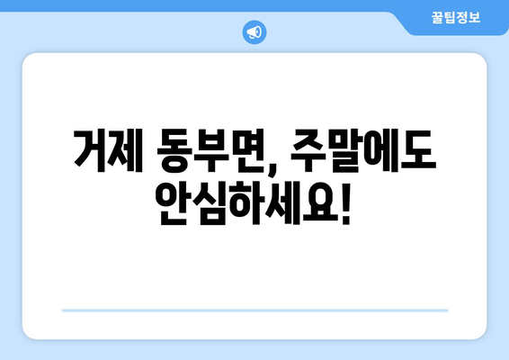 경상남도 거제시 동부면 일요일 휴일 공휴일 야간 진료병원 리스트