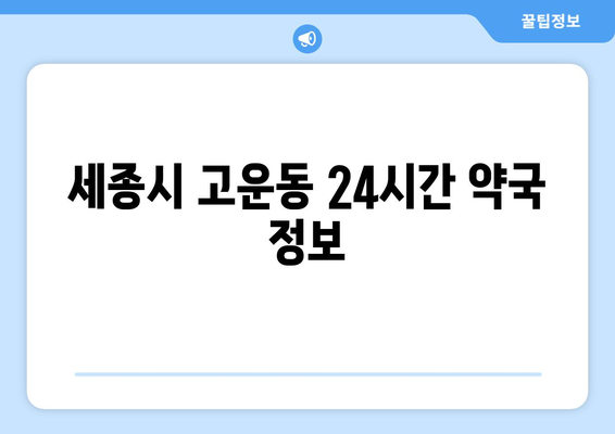 세종시 세종특별자치시 고운동 24시간 토요일 일요일 휴일 공휴일 야간 약국