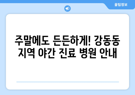 부산시 강서구 강동동 일요일 휴일 공휴일 야간 진료병원 리스트