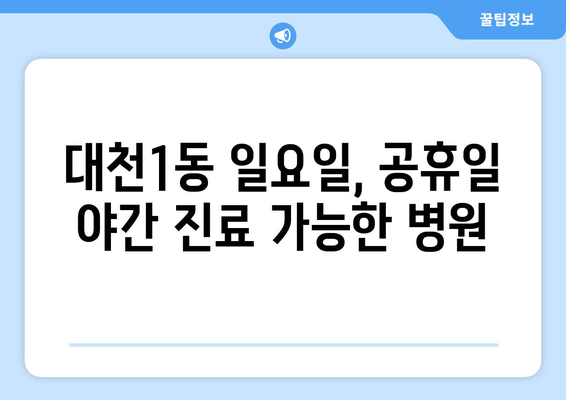 충청남도 보령시 대천1동 일요일 휴일 공휴일 야간 진료병원 리스트