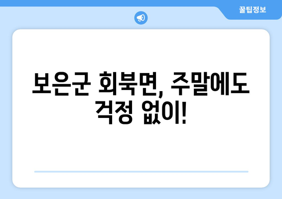 충청북도 보은군 회북면 일요일 휴일 공휴일 야간 진료병원 리스트