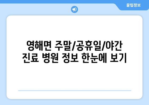 경상북도 영덕군 영해면 일요일 휴일 공휴일 야간 진료병원 리스트