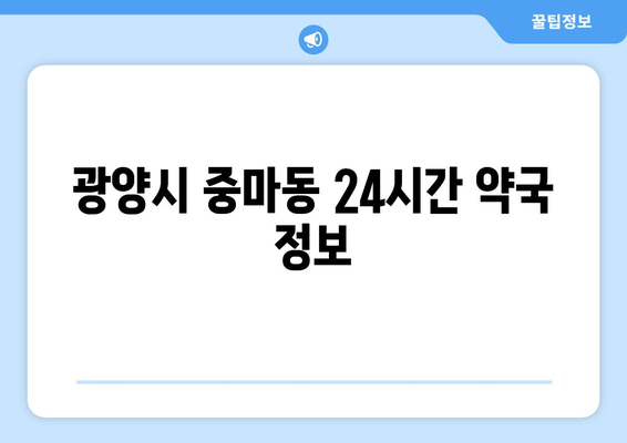 전라남도 광양시 중마동 24시간 토요일 일요일 휴일 공휴일 야간 약국