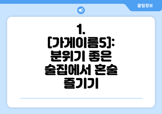 1. [가게이름5]: 분위기 좋은 술집에서 혼술 즐기기