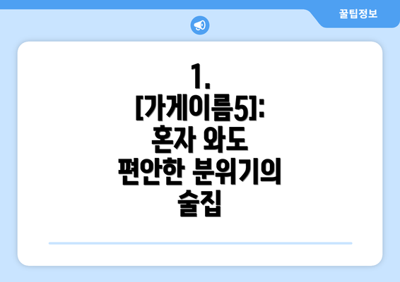 1. [가게이름5]:  혼자 와도 편안한 분위기의 술집