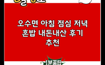 오수면 아침 점심 저녁 혼밥 내돈내산 후기 추천